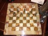 Onyx and Brass Chess Set.