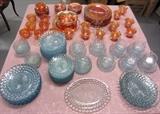 FEDERAL GLASS "NORMANDIE IRIDESCENT" AND ANCHOR HOCKING "BLUE BUBBLE" 