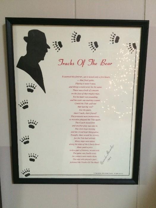"Tracks of the Bear" framed poem/art