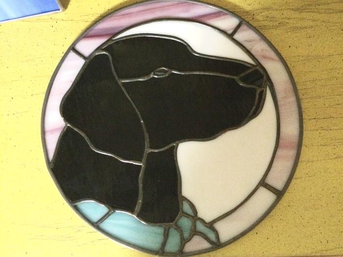 Hound stained glass