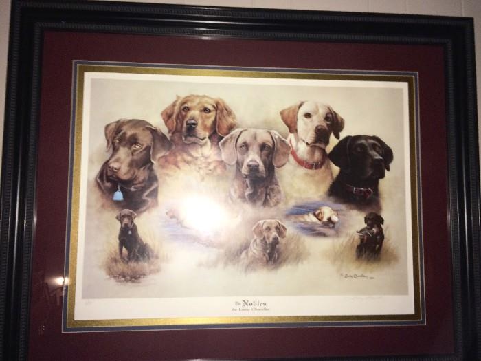Framed hunting hound prints