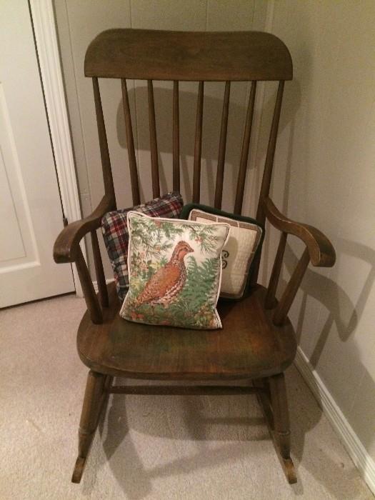 Rocker with vintage grouse pillow