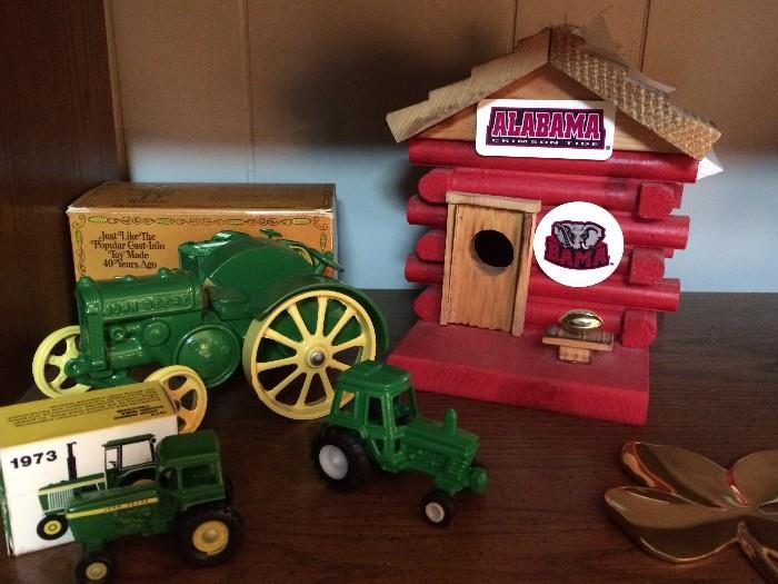 Die cast toy tractors with boxes