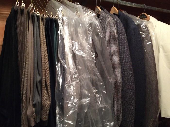 Men's suit coats and dress pants, already dry cleaned