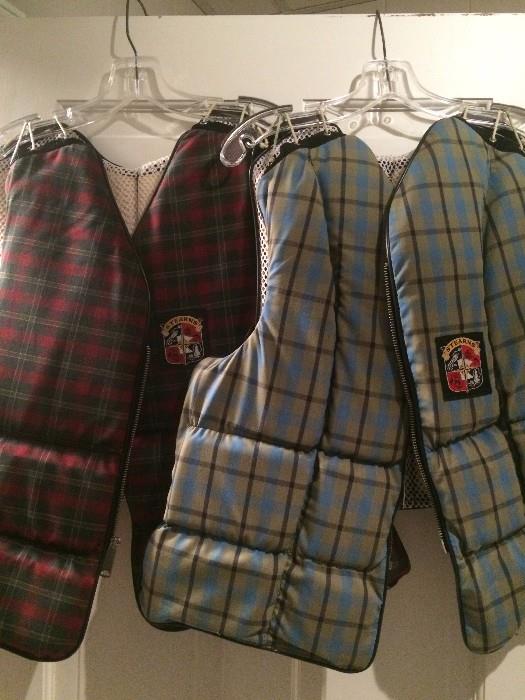 Vintage Stearns life jackets in mid-century plaid