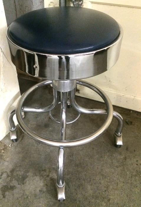 Awesome rolling rotating padded vintage doctor's stool