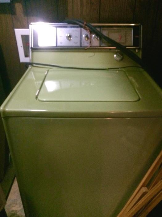 Vintage avocado washer and dryer, work
