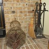 Victorian Bird Cage, Wrought Iron Fire Tool Set 