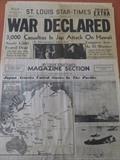 ST. LOUIS STAR TIMES "WAR DECLARED" Japan Attacks United States In The Pacific