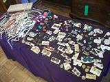 TABLES FILLED WITH COSTUME JEWELRY - SOME STERLING