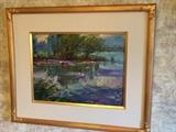 "Studio Pond" By Barry Thomas1996. 11.5 X 15.5, 20 X 23.75 in framed.