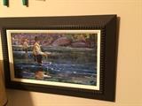 "Fly Fisherman"9.5 X 17, 15.5 X 23.5 framed. Barry Thomas.