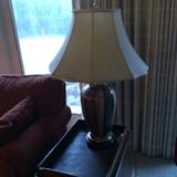 one of a pair of fabulous lamps, on top of the hibachi ovens converted to end tables