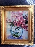 "Spring Flowers" By Barry Thomas 9.75 in. X 7.5 in, 13 X 11 framed. 