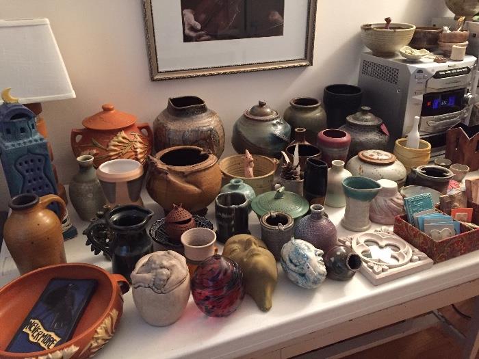 various artists' work + 2 pieces of Roseville