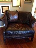 Bernhardt oversized leather & cowhide chair