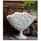 One piece of a small milk glass collection, mostly Westmoreland. A variety of patterns. 