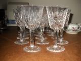 Waterford crystal, Lismore pattern. 8 claret. 9 Water goblets. 