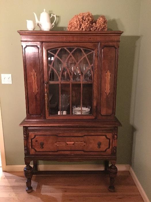 Inlaid wood antique cabinet