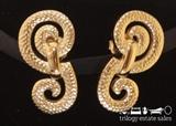 Christian Dior gold tone earrings. Post back. 1.5" long, .75" wide. "ChrDior ©" stamped on back