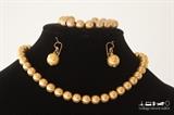 Binder Brothers 1/20 12kt GF textured gold ball necklace (16"), bracelet (7") and earrings.