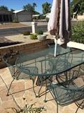 Mesh patio table with 4 chairs