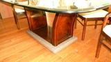 Bernhardt glass top dining table base detail