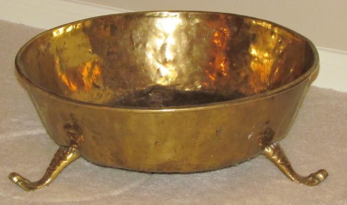 Hammered Brass Tri-Footed 18" Bowl