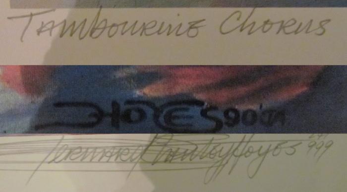 Signature on "TAMBOURINE CHORUS" BY BERNARD HOYES