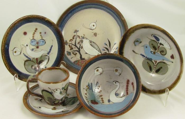 Kenneth Edwards Hand Painted "Birds & Butterfly" 6 piece place setting:  Dinner Plate, Salad Plate, Rimmed Soup, Coupe Cereal and Cup & Saucer.  Small Coupe Dessert/Sauce not shown.