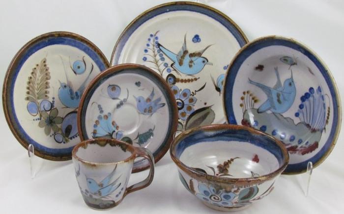 Kenneth Edwards Hand Painted "Birds & Butterfly" 6 piece place setting:  Dinner Plate, Salad Plate, Rimmed Soup, Coupe Cereal and Cup & Saucer.  Small Coupe Dessert/Sauce not shown.