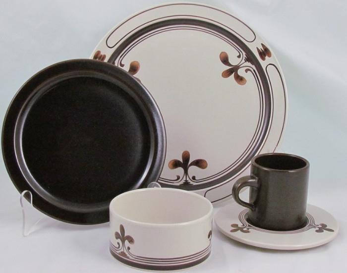 Rosenthal-Continental "Siena Brown" (5 piece place setting service of 8): Dinner Plate, Salad Plate, Coupe Soupe and Cup & Saucer