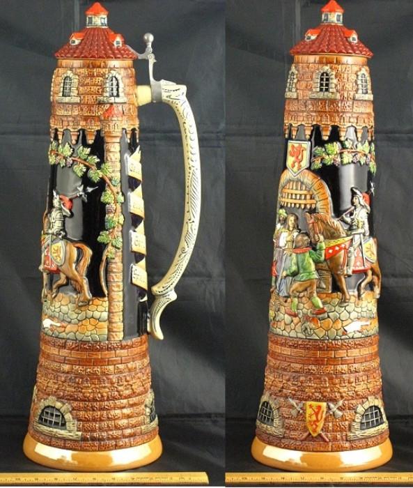 West Germany House of Gobel 25" Hand Painted Beer Stein ( Side & Front Pictured).