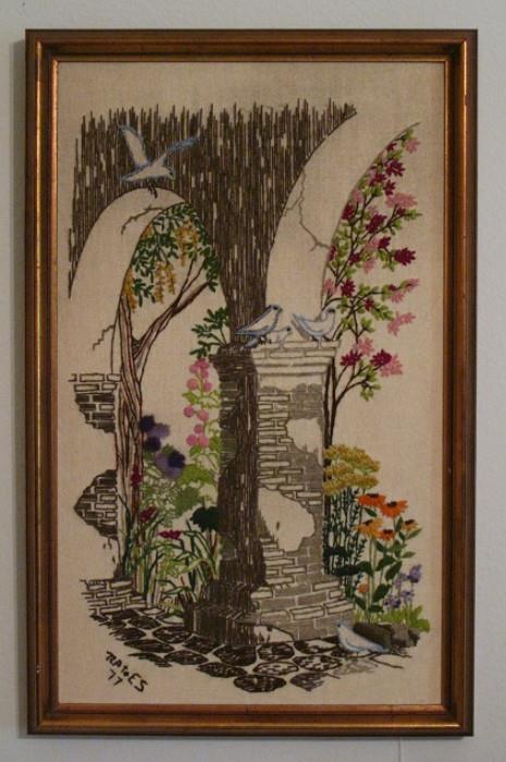 Framed Hand Embroidery Artwork (1977)
