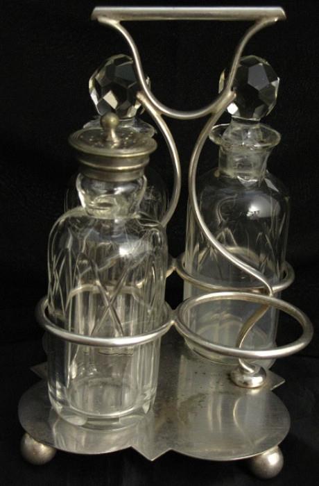 Joseph Rogers & Sons Antique Silver Plate and Crystal Bottles
