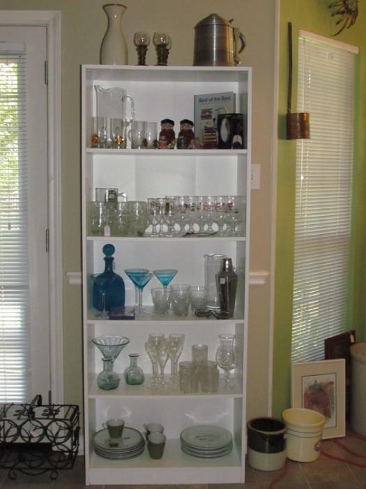 White 6-Shelf Bookcase Loaded with Barware