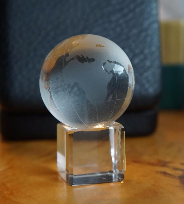 Miniature etched glass globe