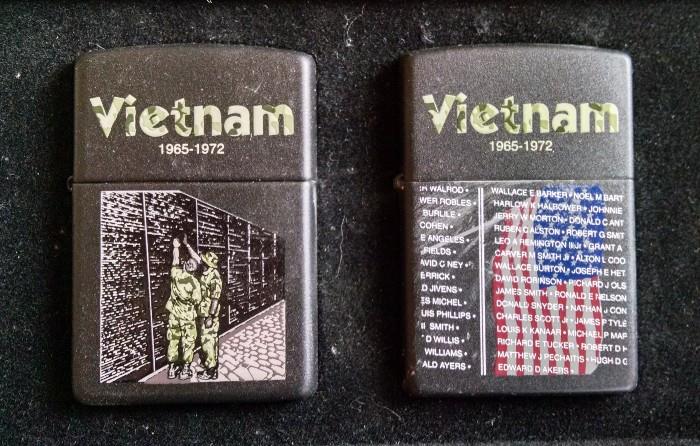 Zippo lighter set with a Vietnam war theme