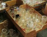 Advertising glasses from dozens of hotels, motels, bars, restaurants, cafes, fast food joints, drive-ins, and dives. You name it, it may be here. There are literally hundreds. They will be stacked in boxes in a separate storeroom, and many are still on the wall on a series of small shelves. Plan to dig and get dusty while having fun looking for the ones you want. Priced from 50 cents to $1.50 each in most cases. The more you buy, the better your deal.