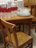 Sturdy oak table and chairs.