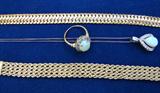 Two 14k gold bracelets, opal ring and pendant