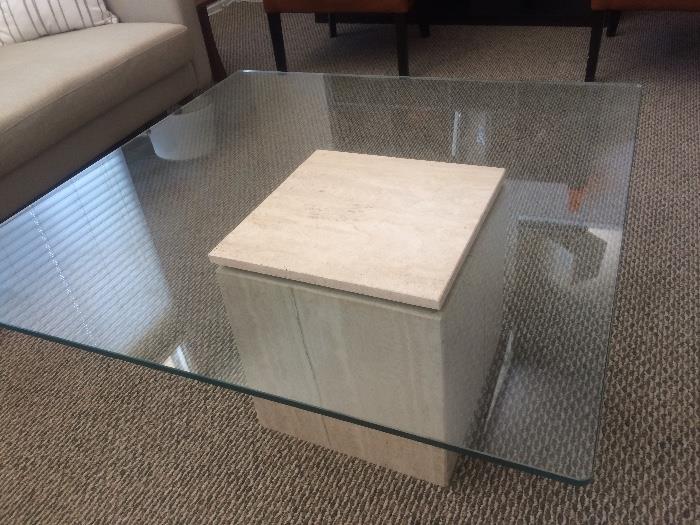 Unique glass and marble coffee table
