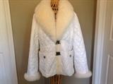 Douglas Fur ladies white fur trimmed jacket, medium size 10-12, $125