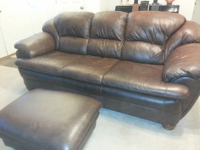 Leather sofa is in excellent condition