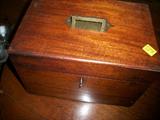 fabulous wooden lock box with key and brass fittings