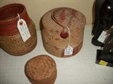 small collection of Native American woven baskets