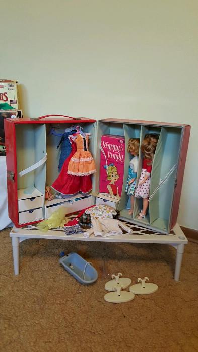 Vintage Tammy's Family Case, Tammy & Pepper Dolls and accessories and clothes