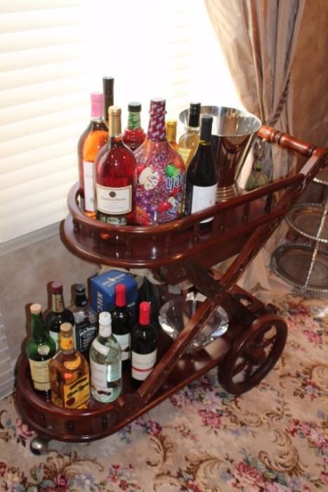 Bar Items & Decorative Wood Cart