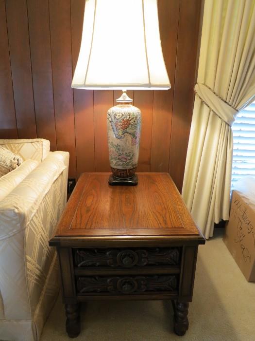 Lane Furniture end table with custom made oriental lamp LAMP SOLD