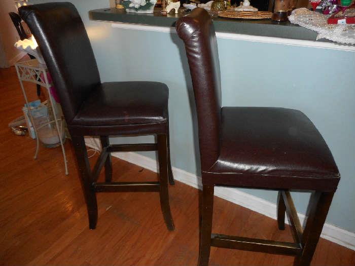 2 leather bar stools